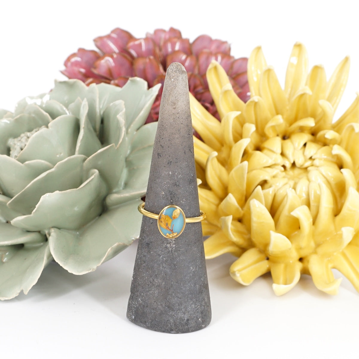 ANELLO FIORI SMALL CELESTE ANELLO BASIC OVALE CELESTE ANNA FADDA 