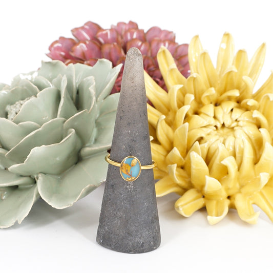 ANELLO FIORI SMALL CELESTE ANELLO BASIC OVALE CELESTE ANNA FADDA 