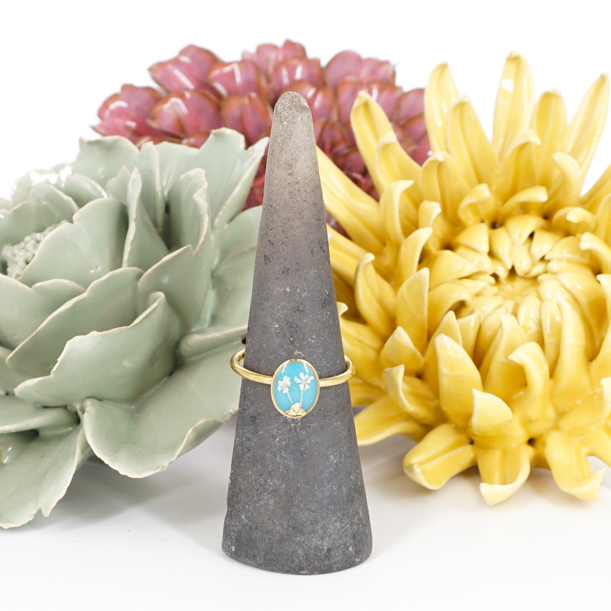 ANELLO FIORI SMALL CELESTE ANELLO BASIC OVALE CELESTE ANNA FADDA 