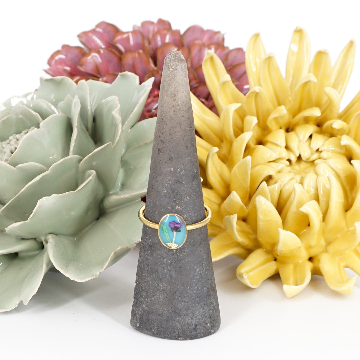 ANELLO FIORI SMALL CELESTE ANELLO BASIC OVALE CELESTE ANNA FADDA 