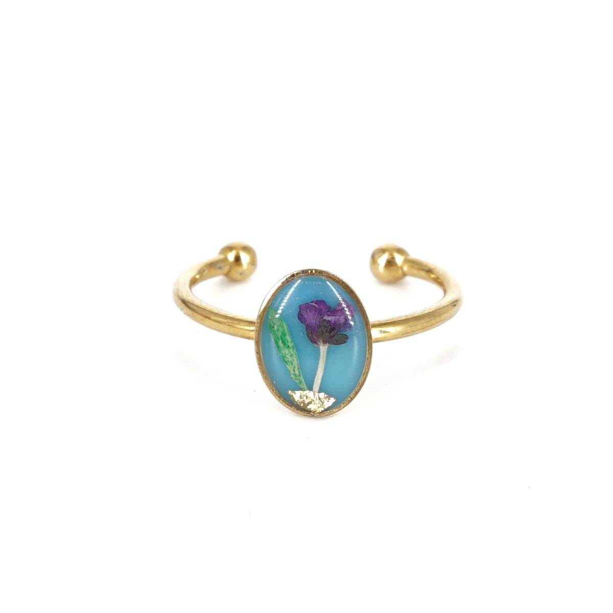 ANELLO FIORI SMALL CELESTE ANELLO BASIC OVALE CELESTE ANNA FADDA 