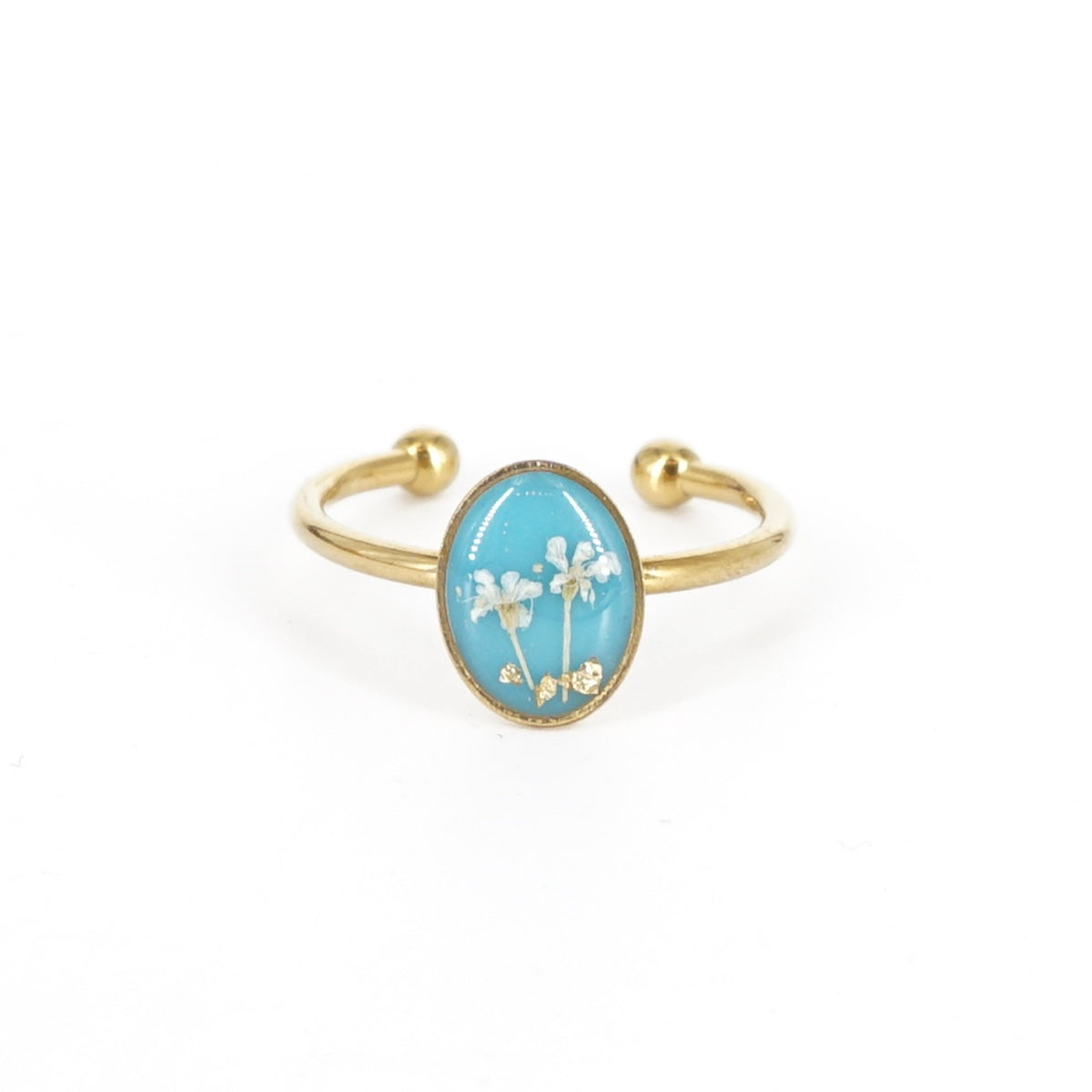 ANELLO FIORI SMALL CELESTE ANELLO BASIC OVALE CELESTE ANNA FADDA 