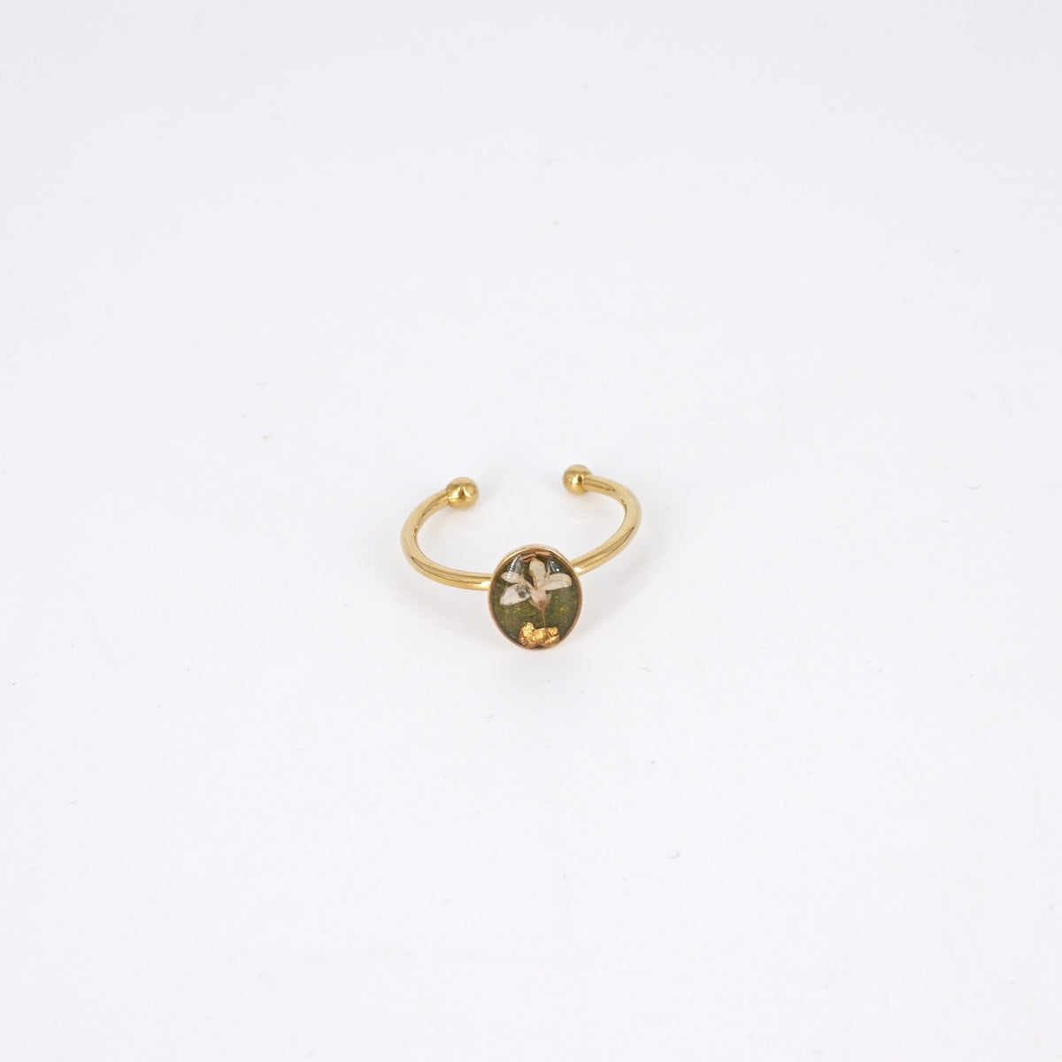 ANELLO FIORI SMALL VERDE CHIARO ANELLO BASIC OVALE VERDE CHIARO ANNA FADDA 