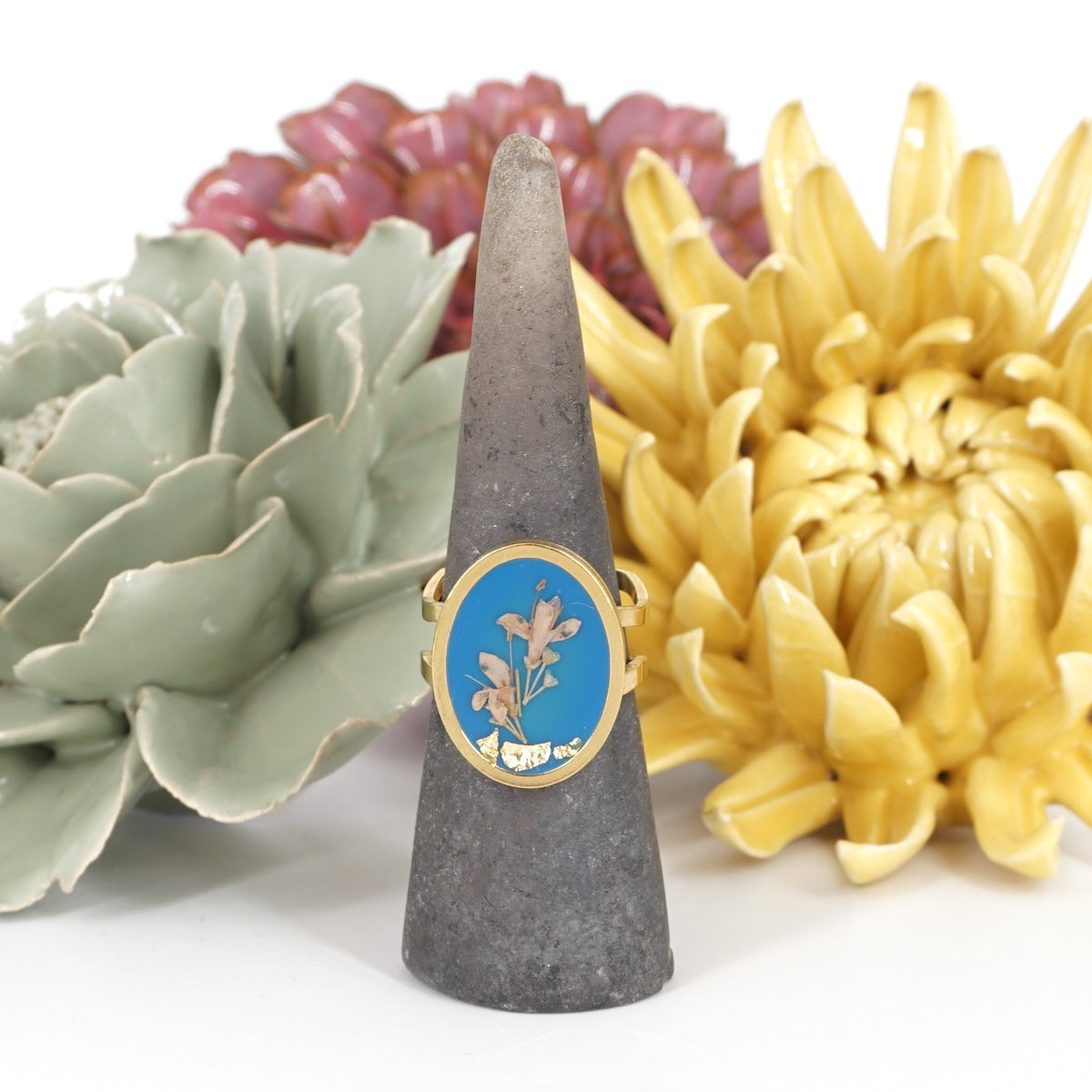 ANELLO FIORI BIG BLU CHIARO ANELLO OVALE BIG BLU CHIARO ANNA FADDA 