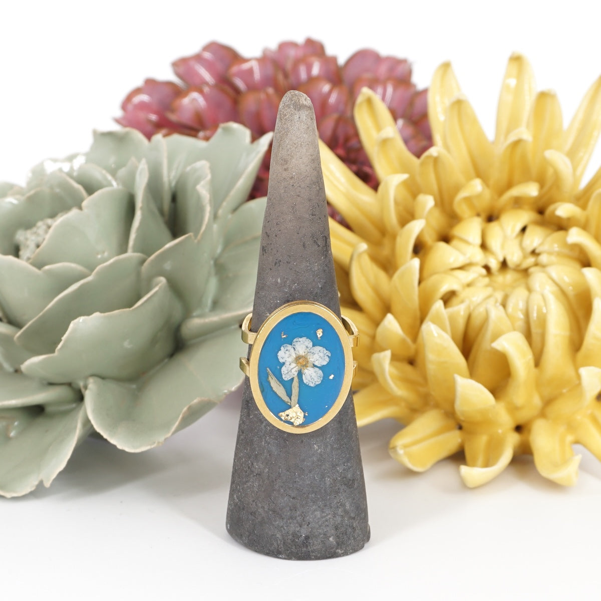 ANELLO FIORI BIG BLU CHIARO ANELLO OVALE BIG BLU CHIARO ANNA FADDA 