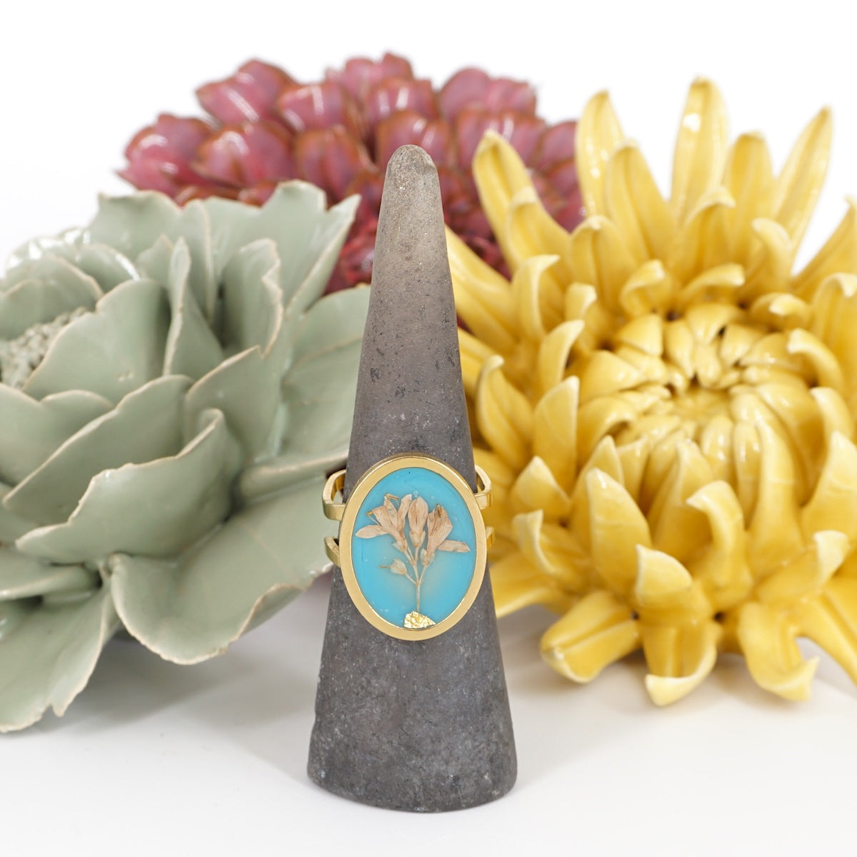ANELLO FIORI BIG CELESTE ANELLO OVALE BIG CELESTE ANNA FADDA 