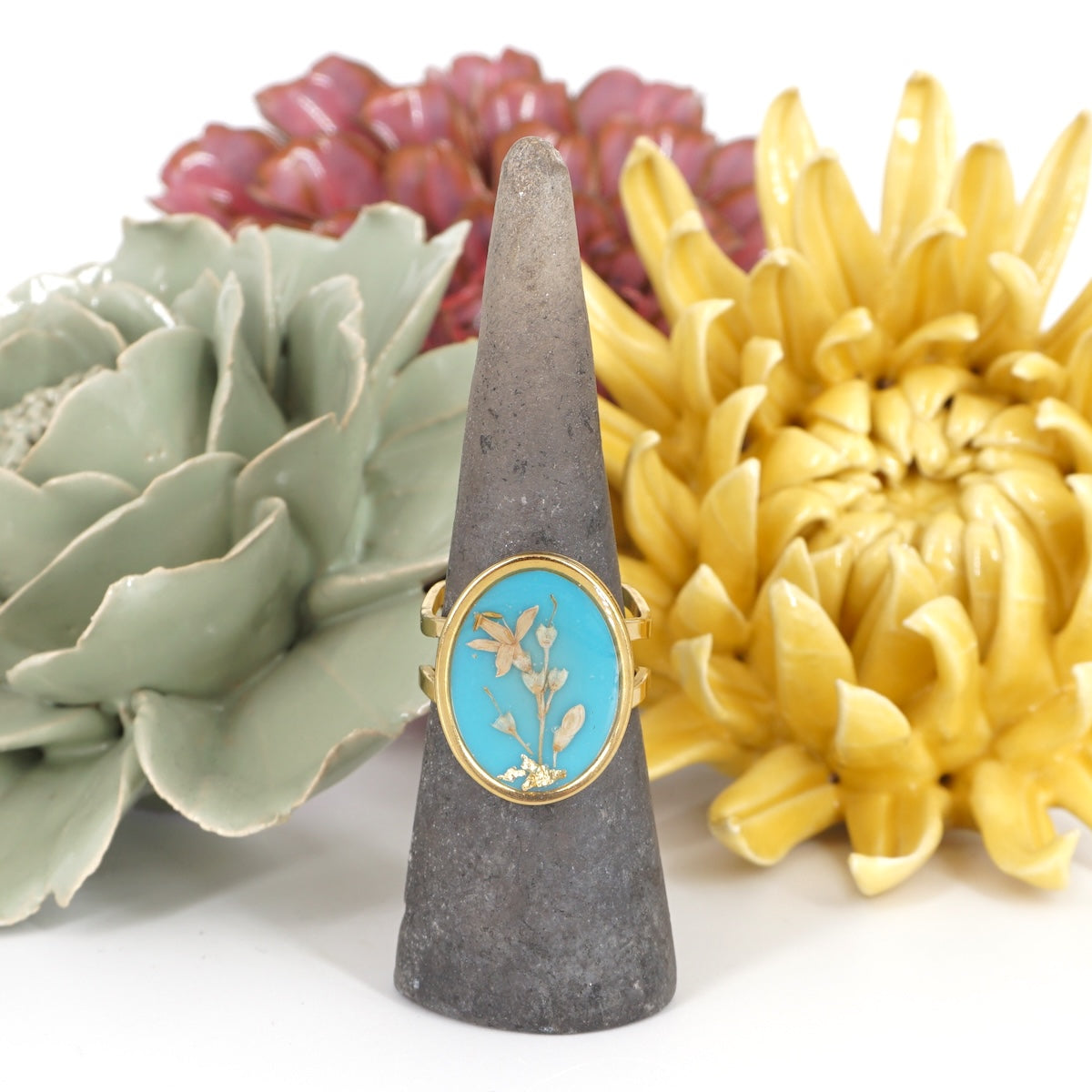 ANELLO FIORI BIG CELESTE ANELLO OVALE BIG CELESTE ANNA FADDA 
