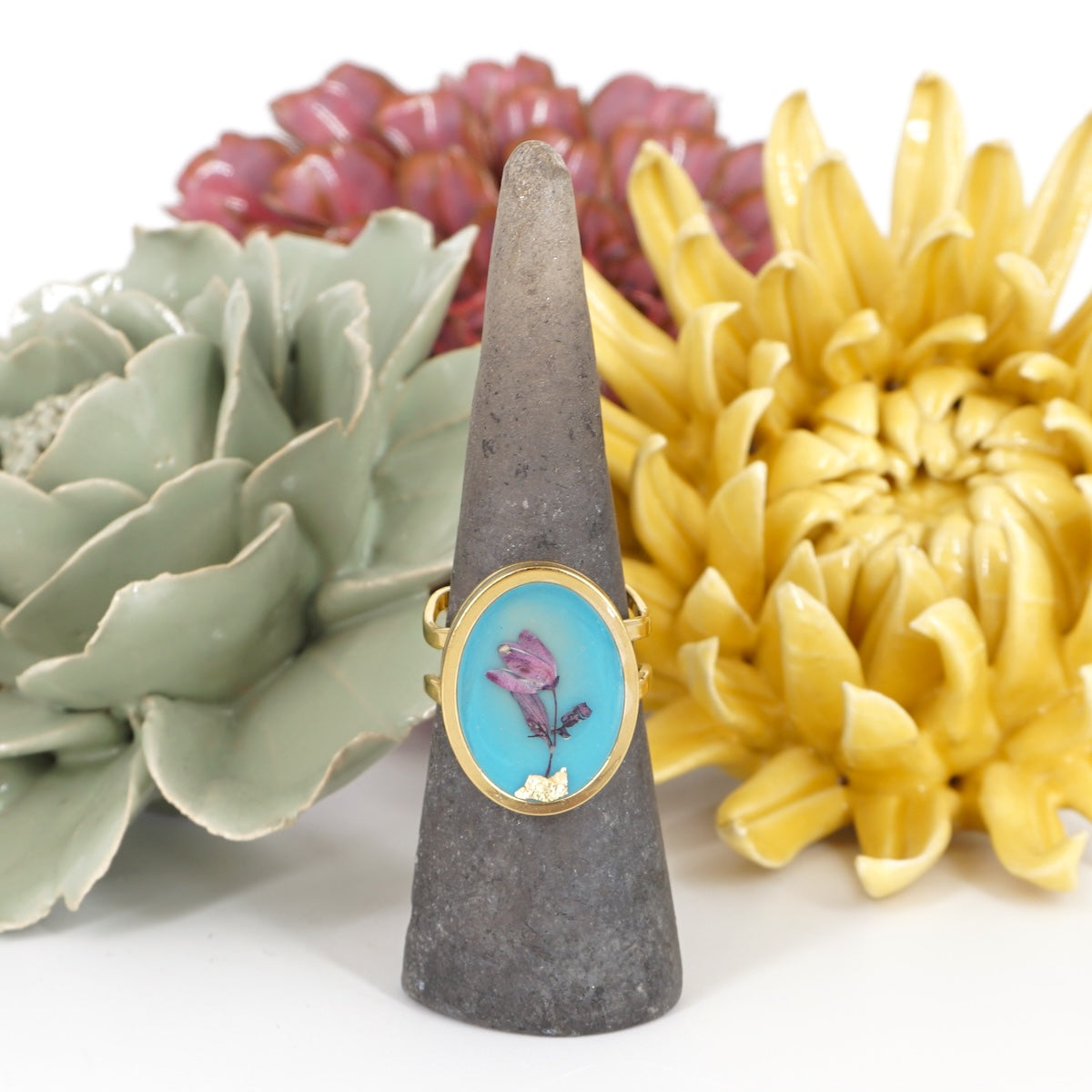 ANELLO FIORI BIG CELESTE ANELLO OVALE BIG CELESTE ANNA FADDA 