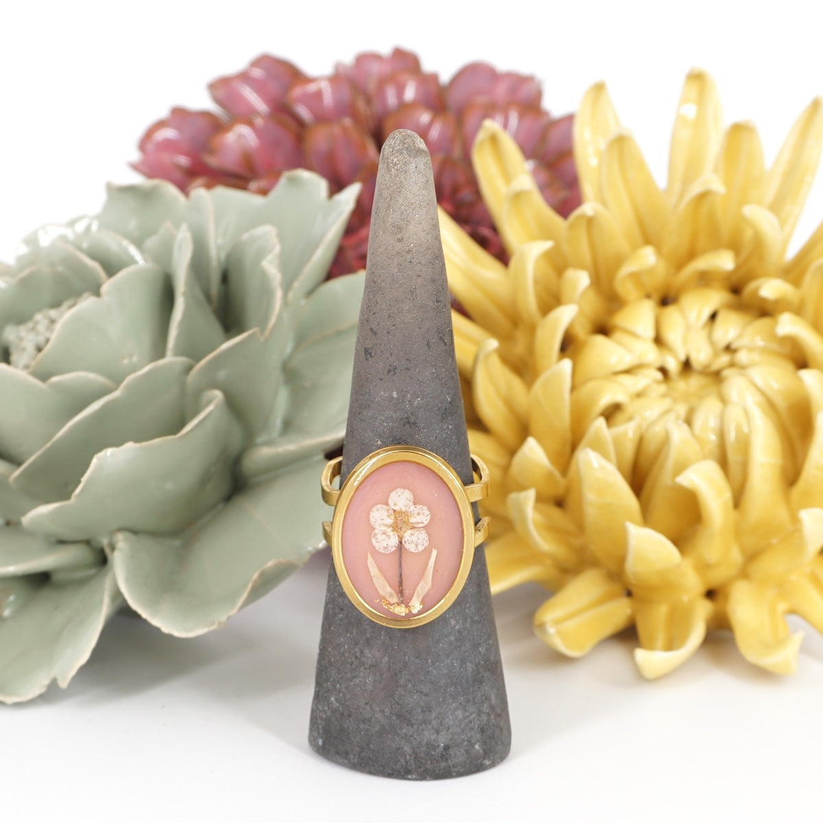 ANELLO FIORI BIG ROSA ANTICO ANELLO OVALE BIG ROSA ANTICO ANNA FADDA 