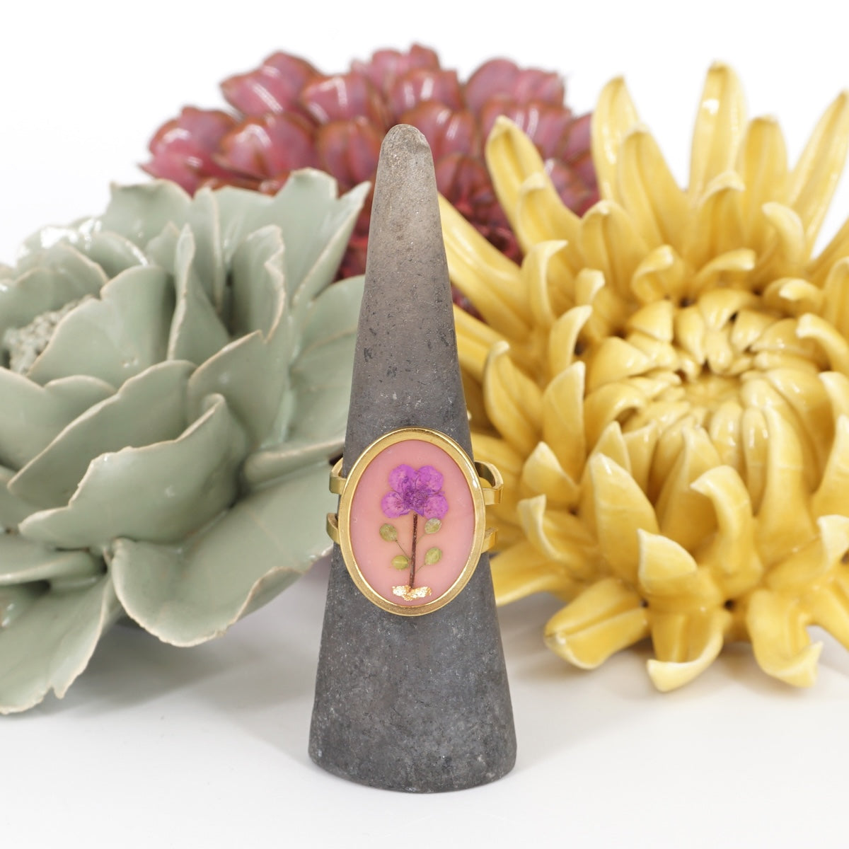 ANELLO FIORI BIG ROSA ANTICO ANELLO OVALE BIG ROSA ANTICO ANNA FADDA 