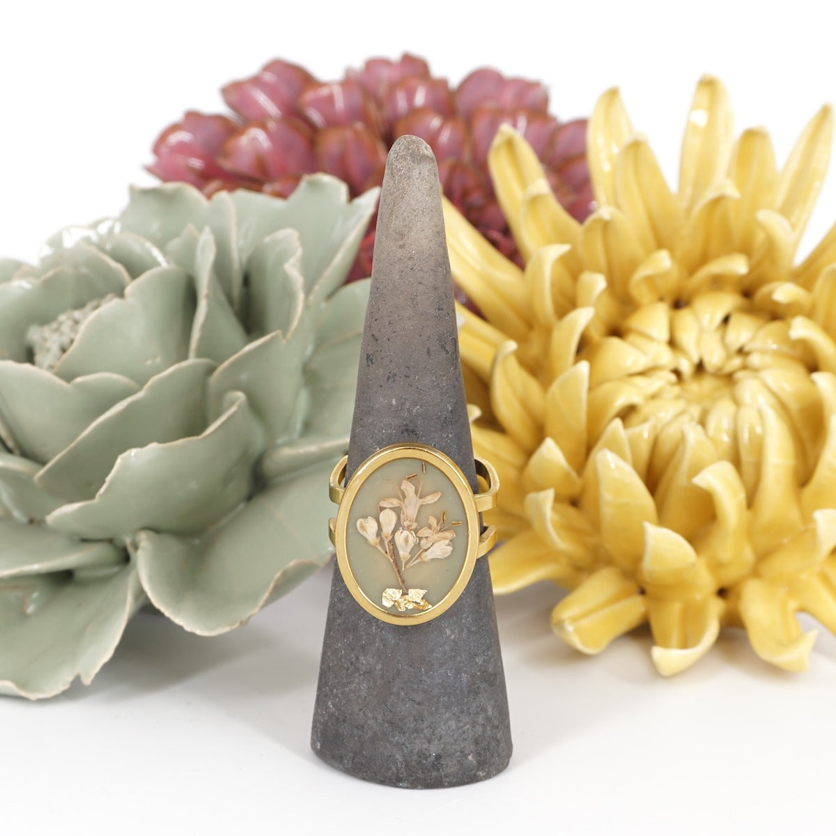 ANELLO FIORI BIG VERDE CHIARO ANELLO OVALE BIG VERDE CHIARO ANNA FADDA 