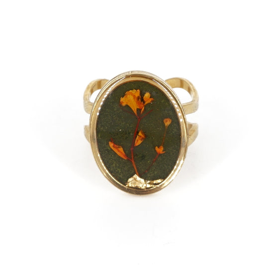 ANELLO FIORI BIG VERDE SCURO ANELLO OVALE BIG VERDE SCURO ANNA FADDA 