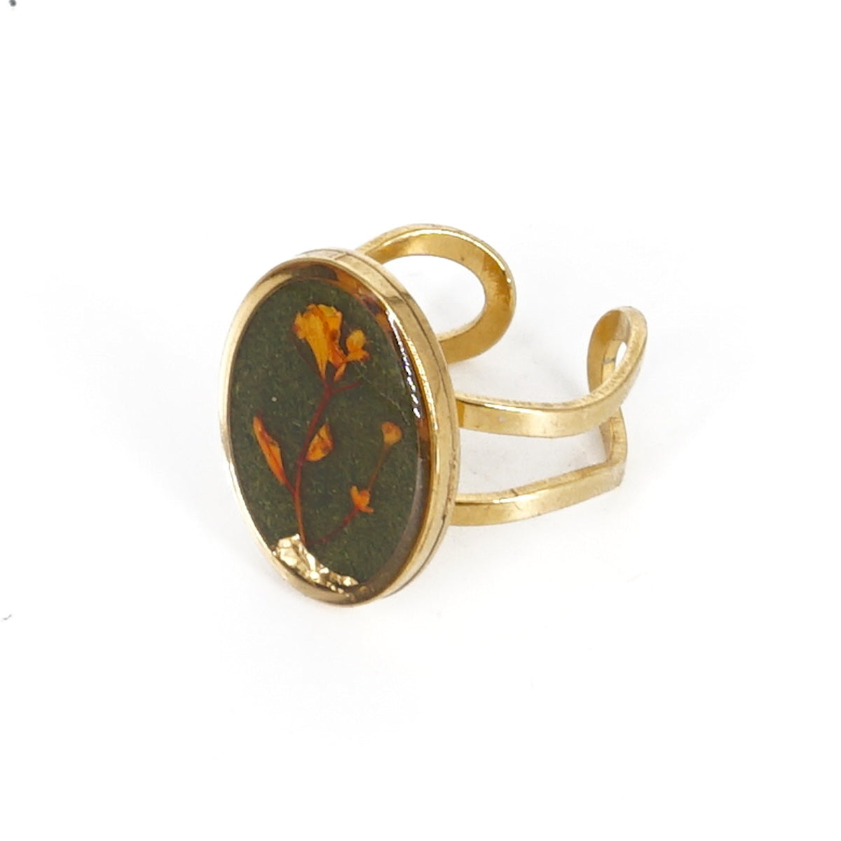 ANELLO FIORI BIG VERDE SCURO ANELLO OVALE BIG VERDE SCURO ANNA FADDA 