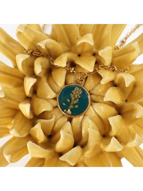 Collana fiori bottone catena Verde Scuro COLLANA BOTTONE CATENA VERDE SCURO ANNA FADDA 