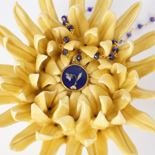 Collana fiori bottone rosario Blu COLLANA BOTTONE ROSARIO BLU ANNA FADDA 