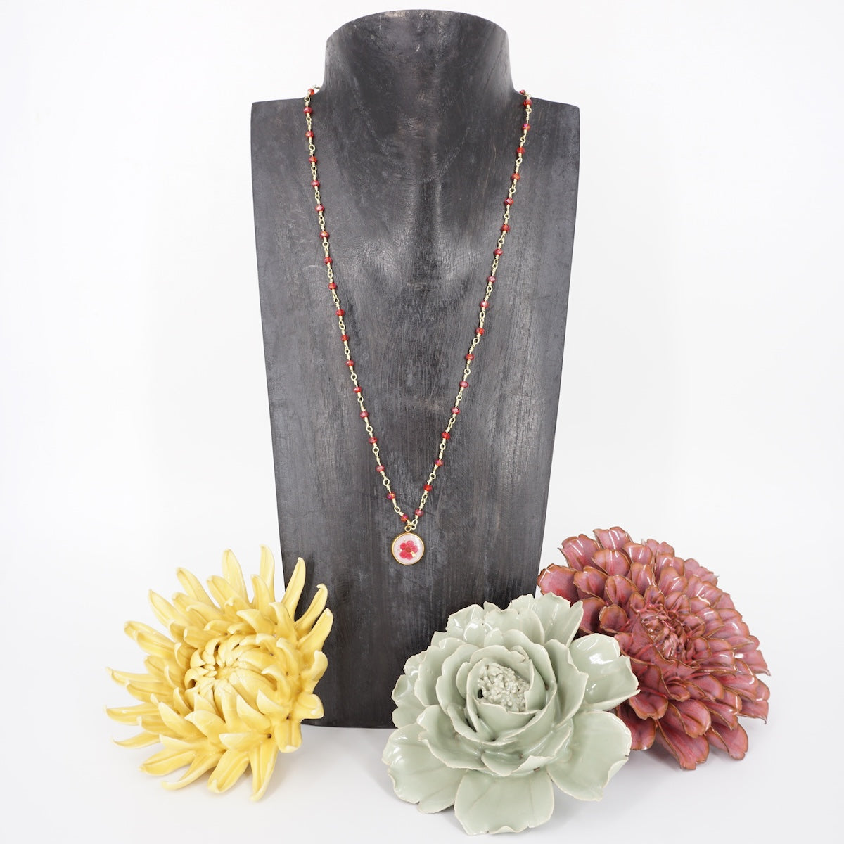 Collana fiori bottone rosario Rosa Pallido COLLANA BOTTONE ROSARIO ROSA PALLIDO ANNA FADDA 