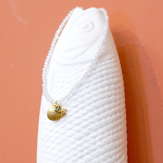 COLLANA PERLINE BIANCHE CON CONCHIGLIA COLLANA PERLINE BIANCA CONCHIGLIA STELLA ARTEON 