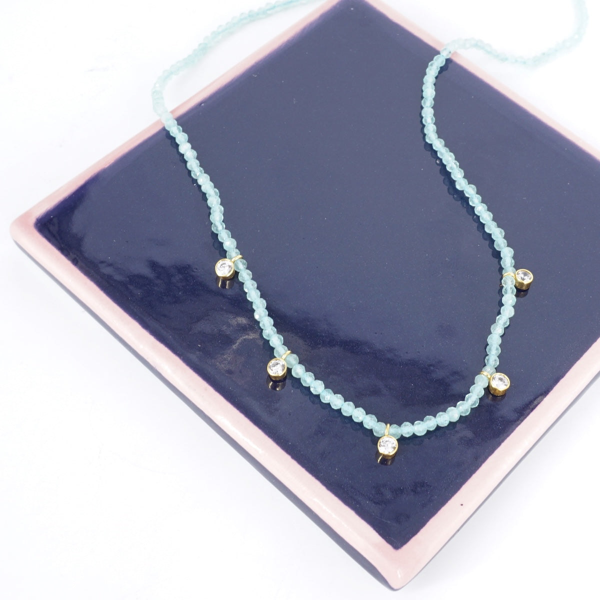 COLLANA PUNTI LUCE PERLINE AZZURRE COLLANA PERLINE PUNTI LUCE AZZURO ARTEON 