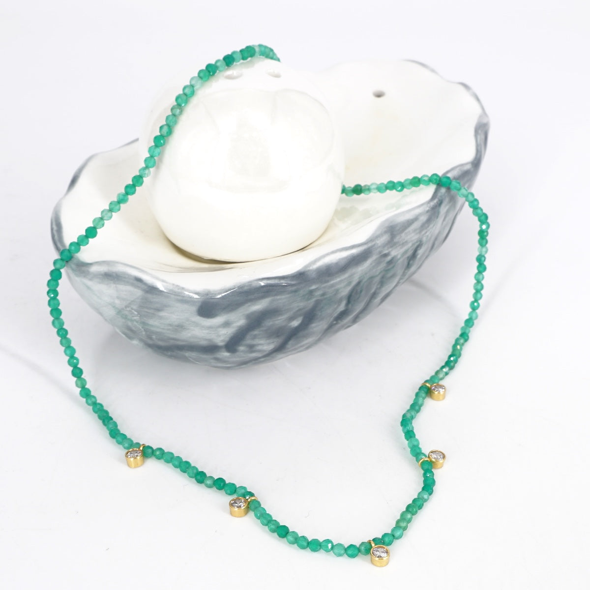 COLLANA PUNTI LUCE PERLINE VERDI COLLANA PERLINE PUNTI LUCE VERDE ARTEON 