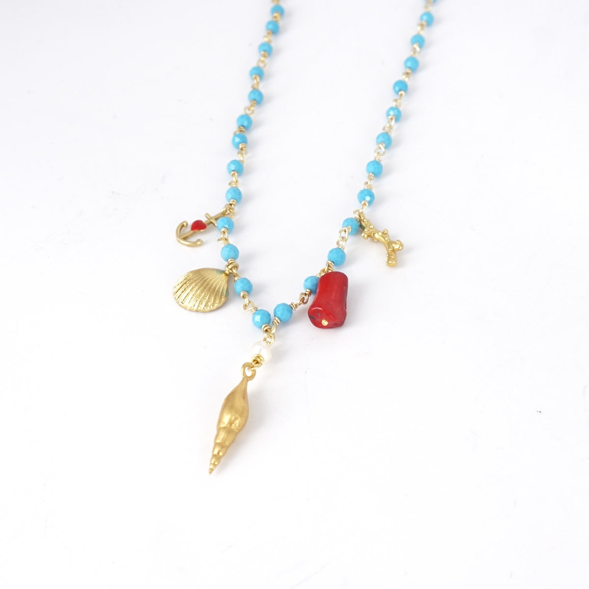Collana pietre AZZURRA CONCHIGLIE COLLANA ROSARIO AZZURRO CONCHIGLIE ARTEON 