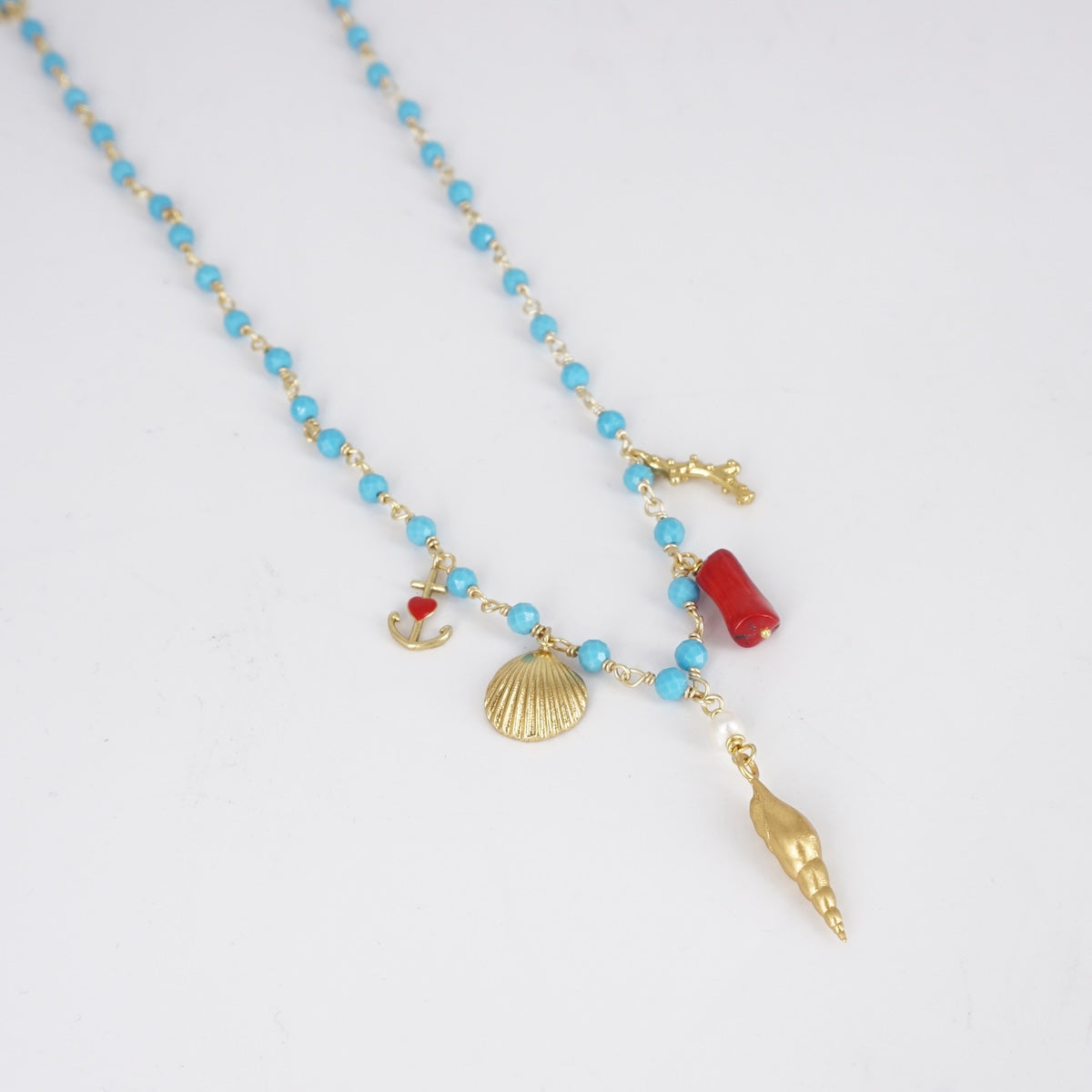 Collana pietre AZZURRA CONCHIGLIE COLLANA ROSARIO AZZURRO CONCHIGLIE ARTEON 