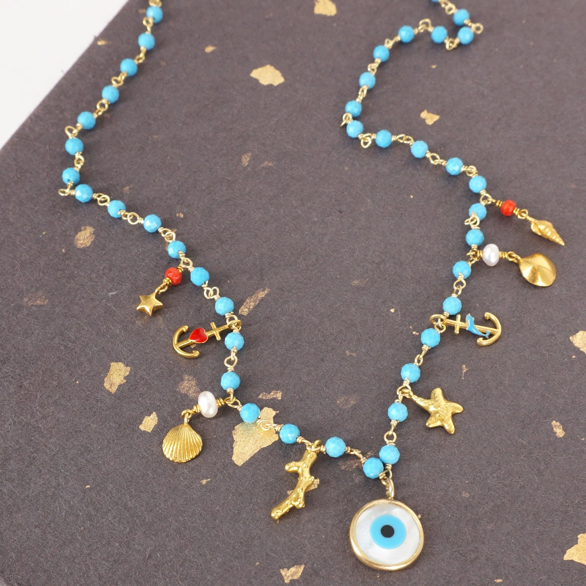 ROSARIO AZZURRO OCCHIO E CONCHIGLIE COLLANA ROSARIO AZZURRO OCCHIO  ARTEON 