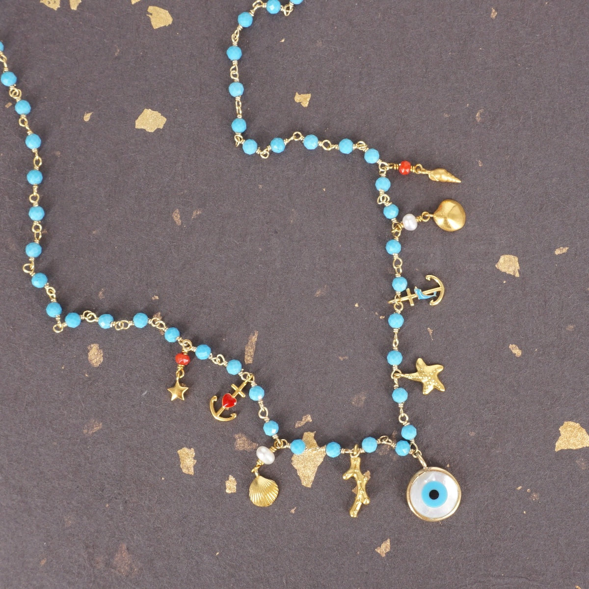 ROSARIO AZZURRO OCCHIO E CONCHIGLIE COLLANA ROSARIO AZZURRO OCCHIO  ARTEON 