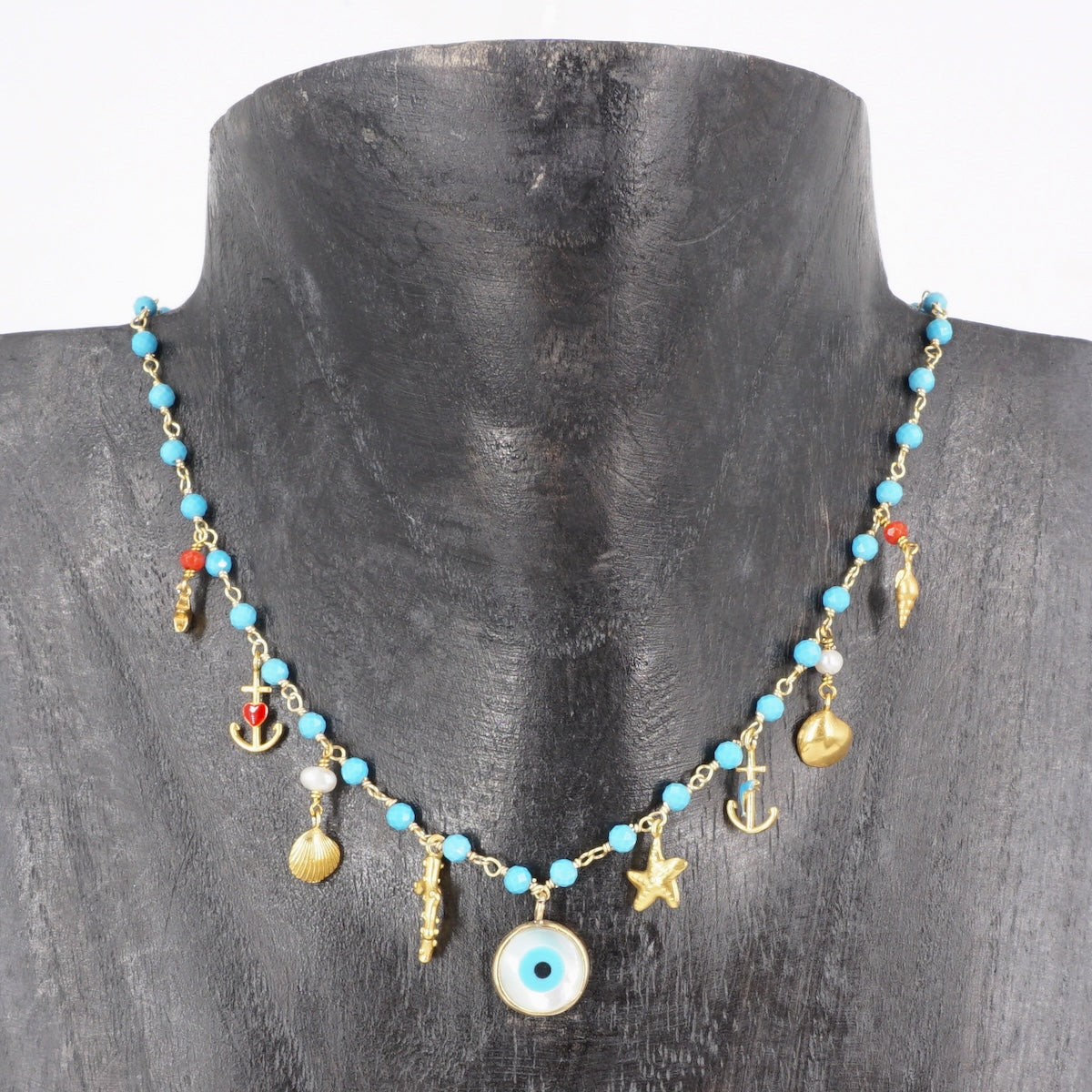 ROSARIO AZZURRO OCCHIO E CONCHIGLIE COLLANA ROSARIO AZZURRO OCCHIO  ARTEON 