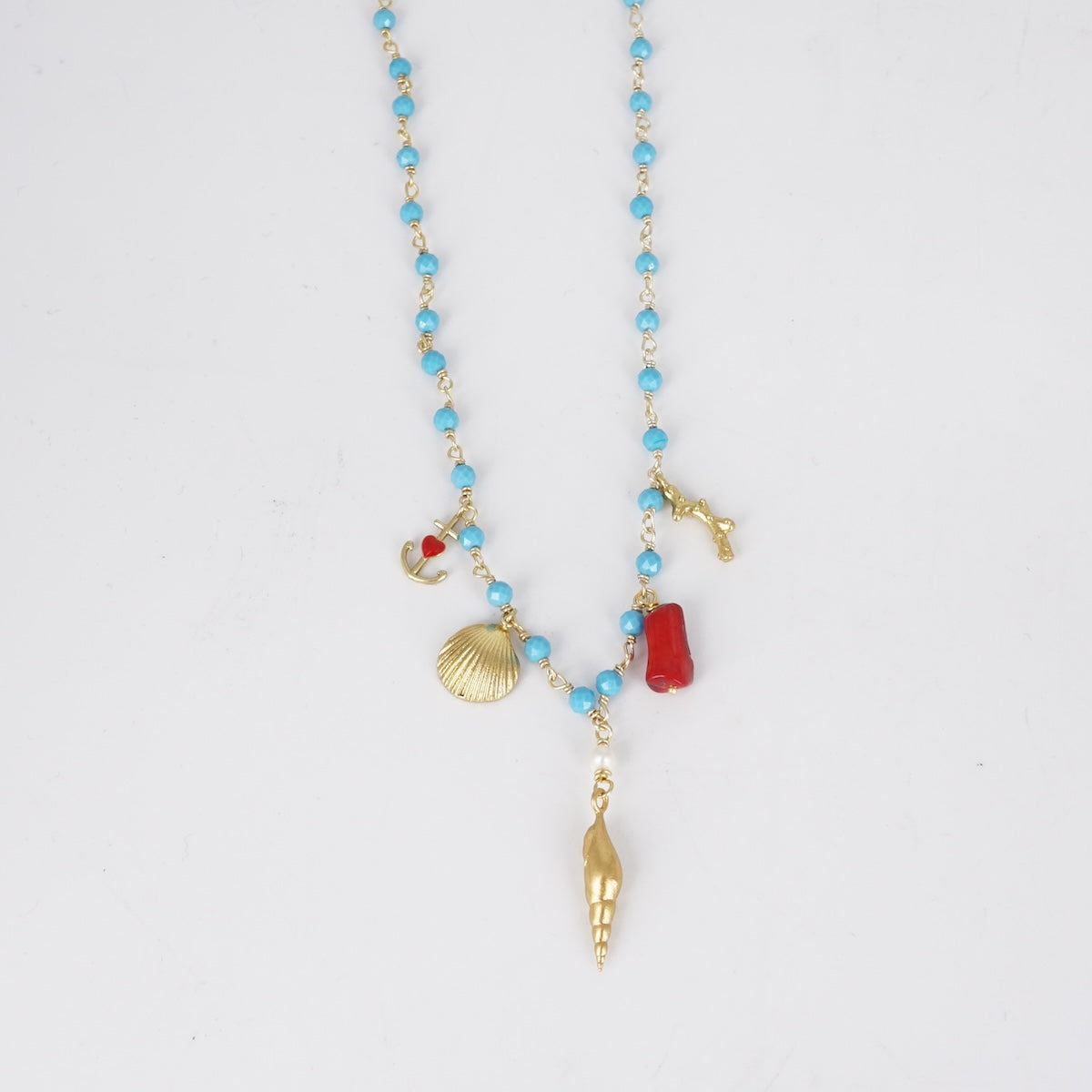 Collana pietre AZZURRA CONCHIGLIE COLLANA ROSARIO AZZURRO CONCHIGLIE ARTEON 