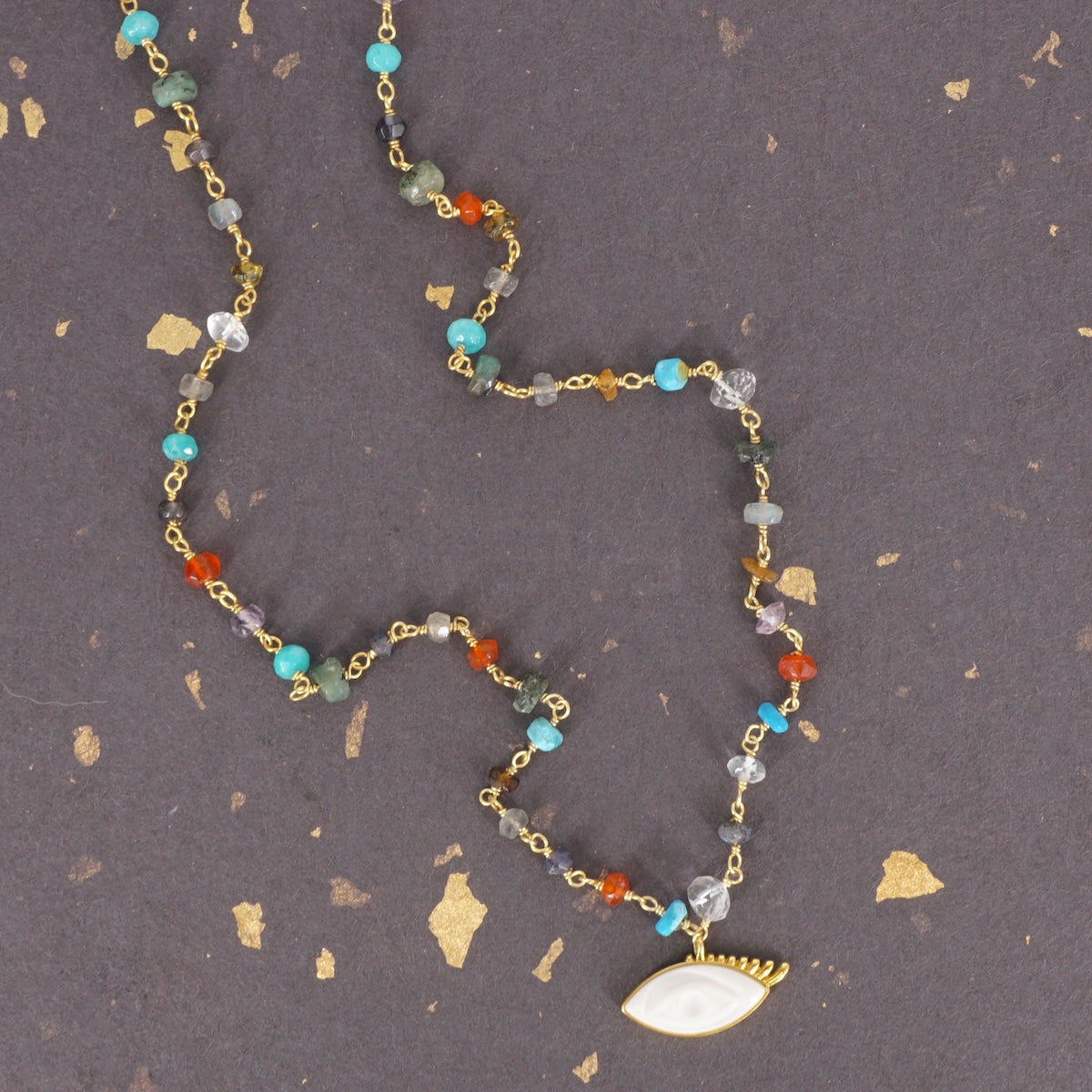 ROSARIO MULTICOLOR OCCHIO CON CIGLIA BIANCO COLLANA ROSARIO MULTICOLOR OCCHIO BIANCO ARTEON 