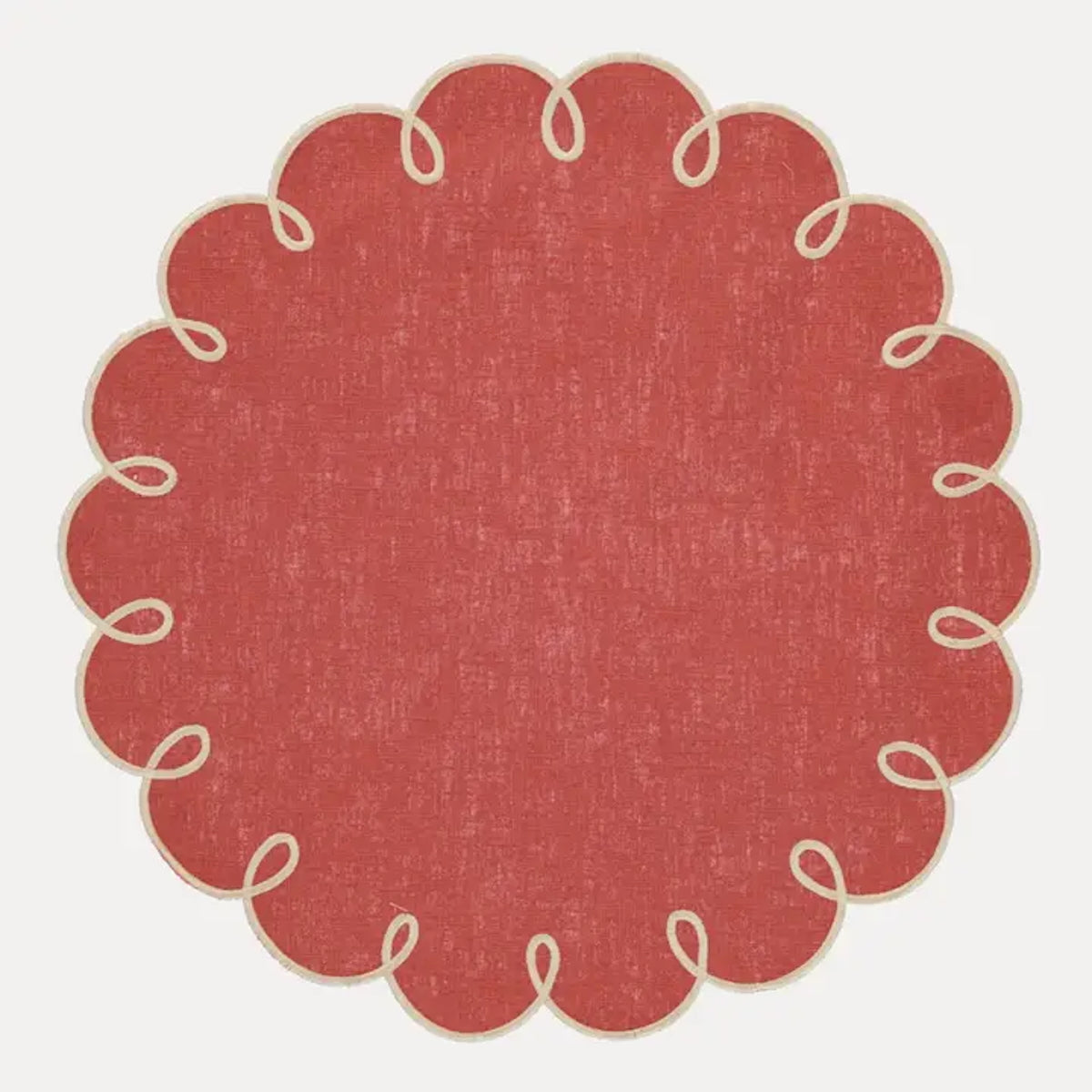 TOVAGLIETTA RICAMATA CON RICCIOLI TOVAGLIETTA TONDA RICCIOLI TERRACOTTA MARIAIDA 