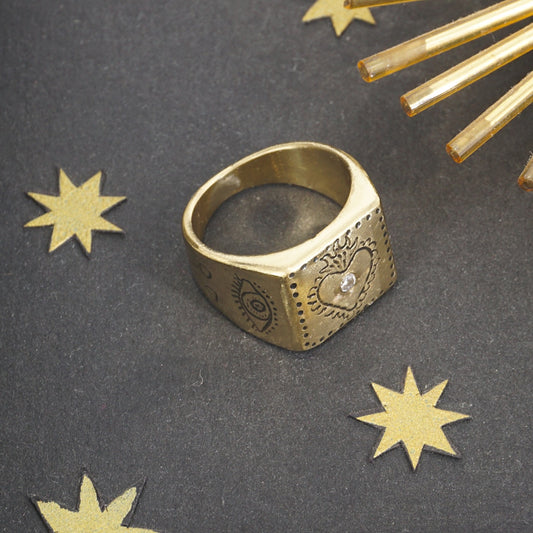 Anello chevalier quadrato EXVOTO zircone bianco ANELLO CHEVALIER QUADRATO EXVOTO BIANCO NEFELI 