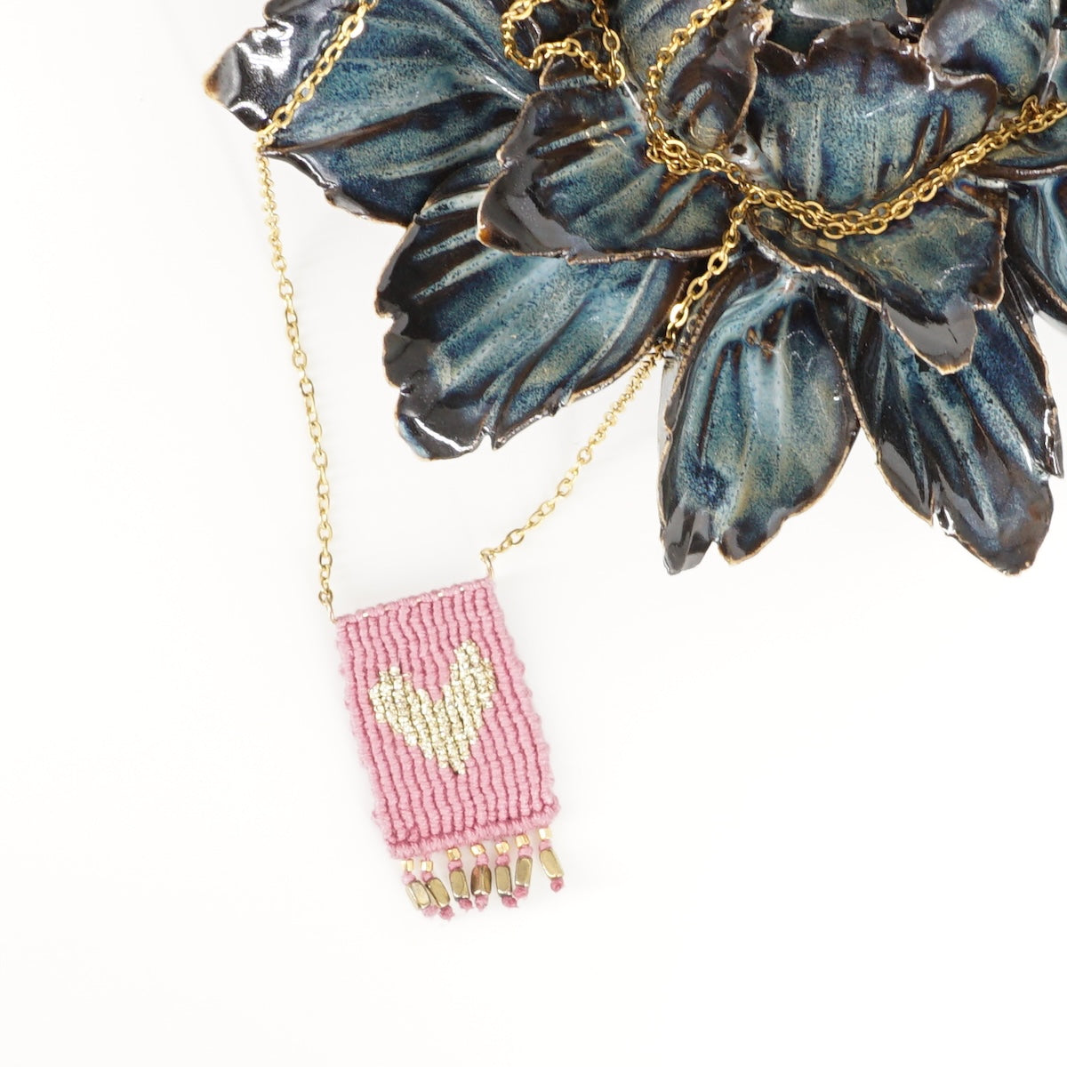 COLLANA TALISMANO CUORE ROSA COLLANA TALISMANO COTONE CUORE ROSA NOMADEA 