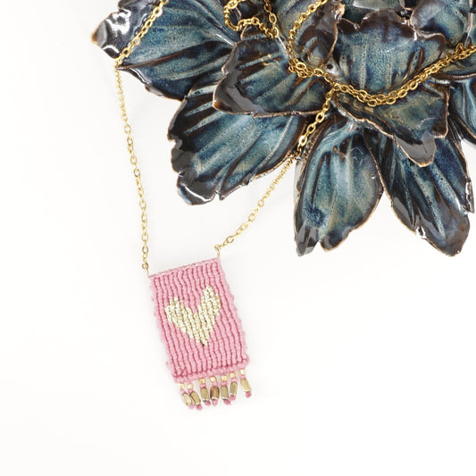COLLANA TALISMANO CUORE ROSA COLLANA TALISMANO COTONE CUORE ROSA NOMADEA 