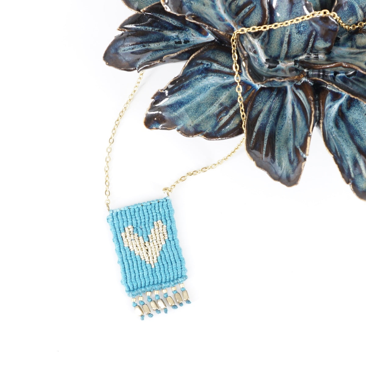 COLLANA TALISMANO CUORE TURCHESE COLLANA TALISMANO COTONE CUORE TURCHESE NOMADEA 