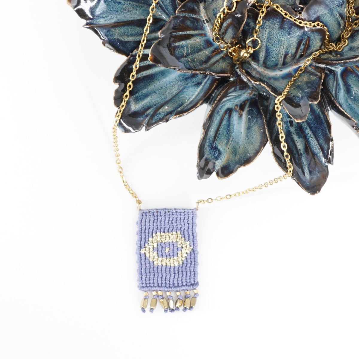 COLLANA TALISMANO OCCHIO BLU DENIM COLLANA TALISMANO COTONE OCCHIO BLU DENIM NOMADEA 