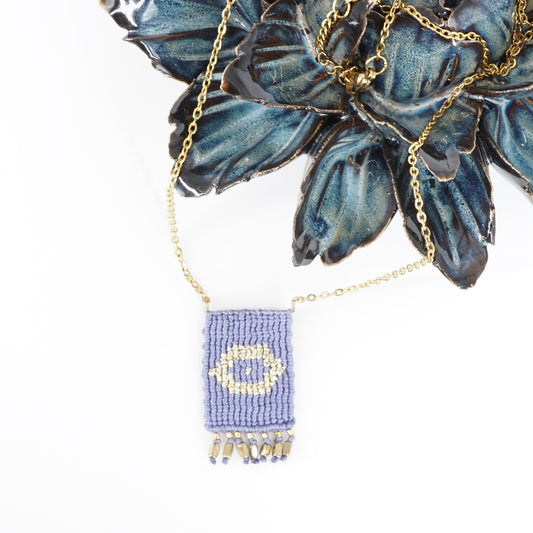 COLLANA TALISMANO OCCHIO BLU DENIM COLLANA TALISMANO COTONE OCCHIO BLU DENIM NOMADEA 