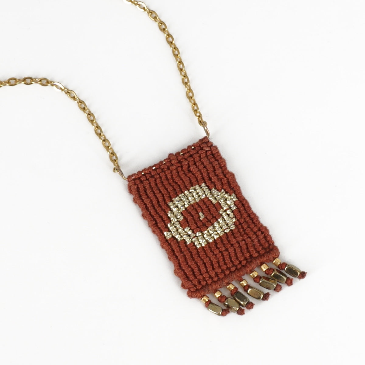 COLLANA TALISMANO OCCHIO RUGGINE COLLANA TALISMANO COTONE OCCHIO RUGGINE NOMADEA 