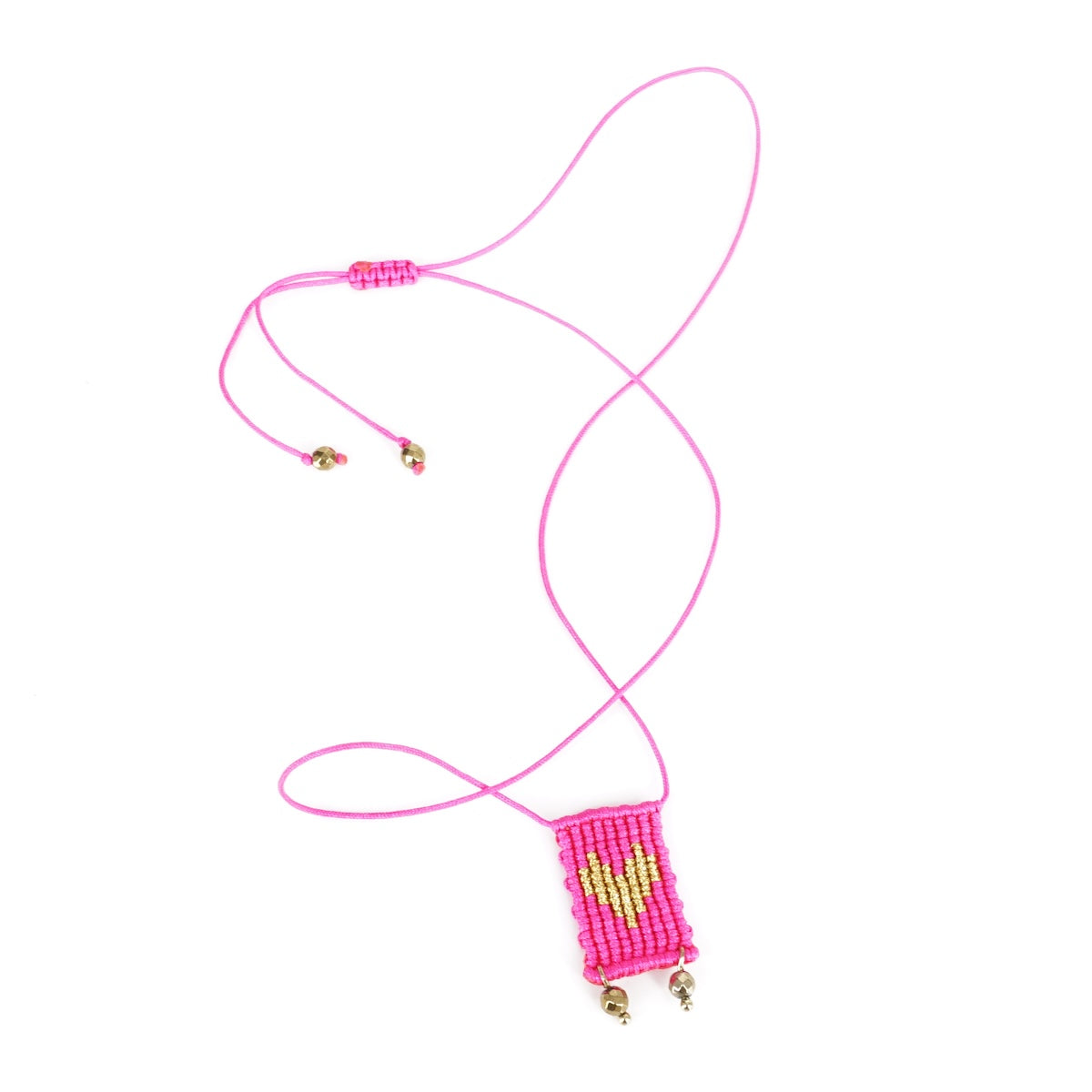 COLLANA TALISMANO CORDINO CUORE FUCSIA COLLANA TALISMANO TESSUTO CUORE FUCSIA NOMADEA 
