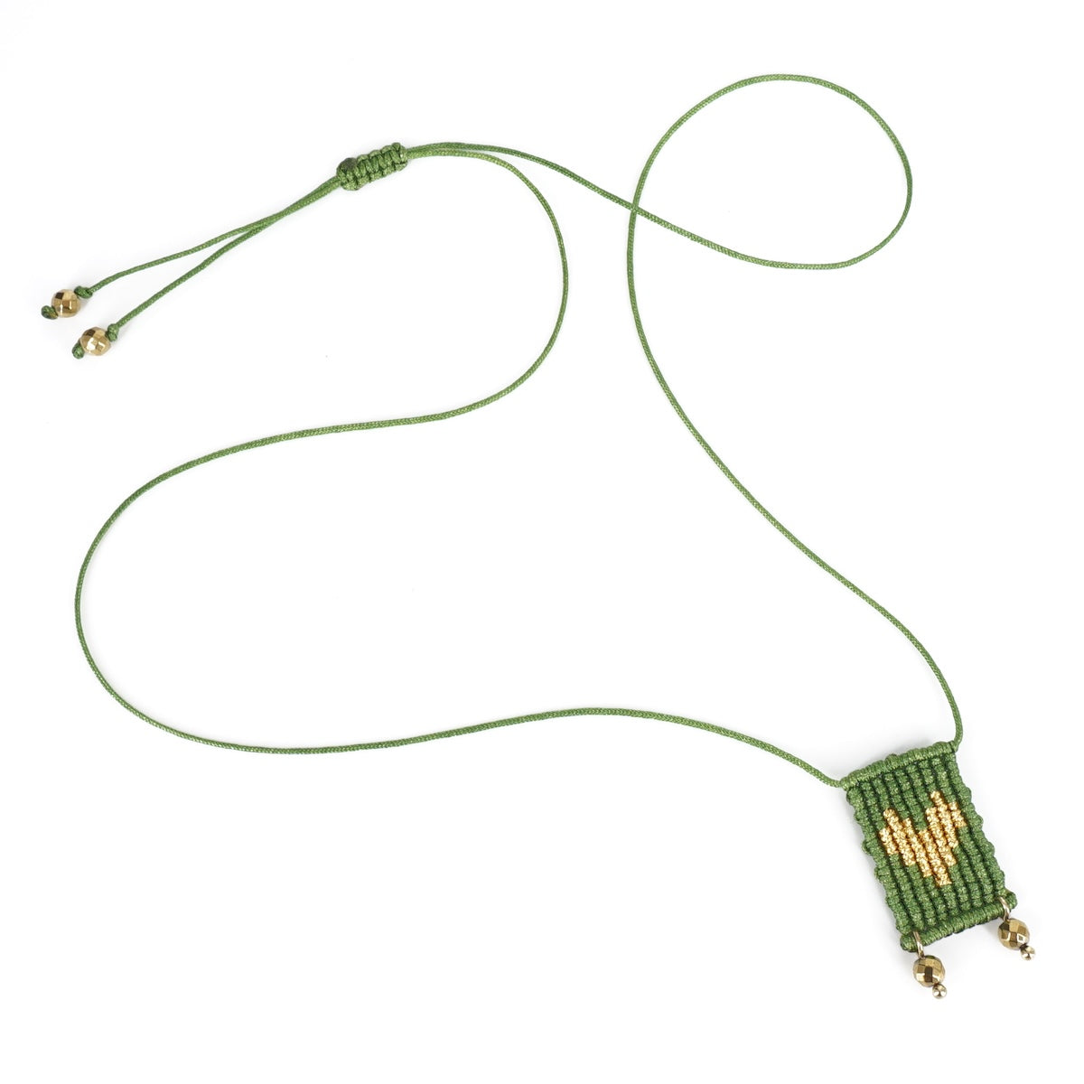 COLLANA TALISMANO CORDINO VERDE COLLANA TALISMANO TESSUTO CUORE VERDE ERBA NOMADEA 