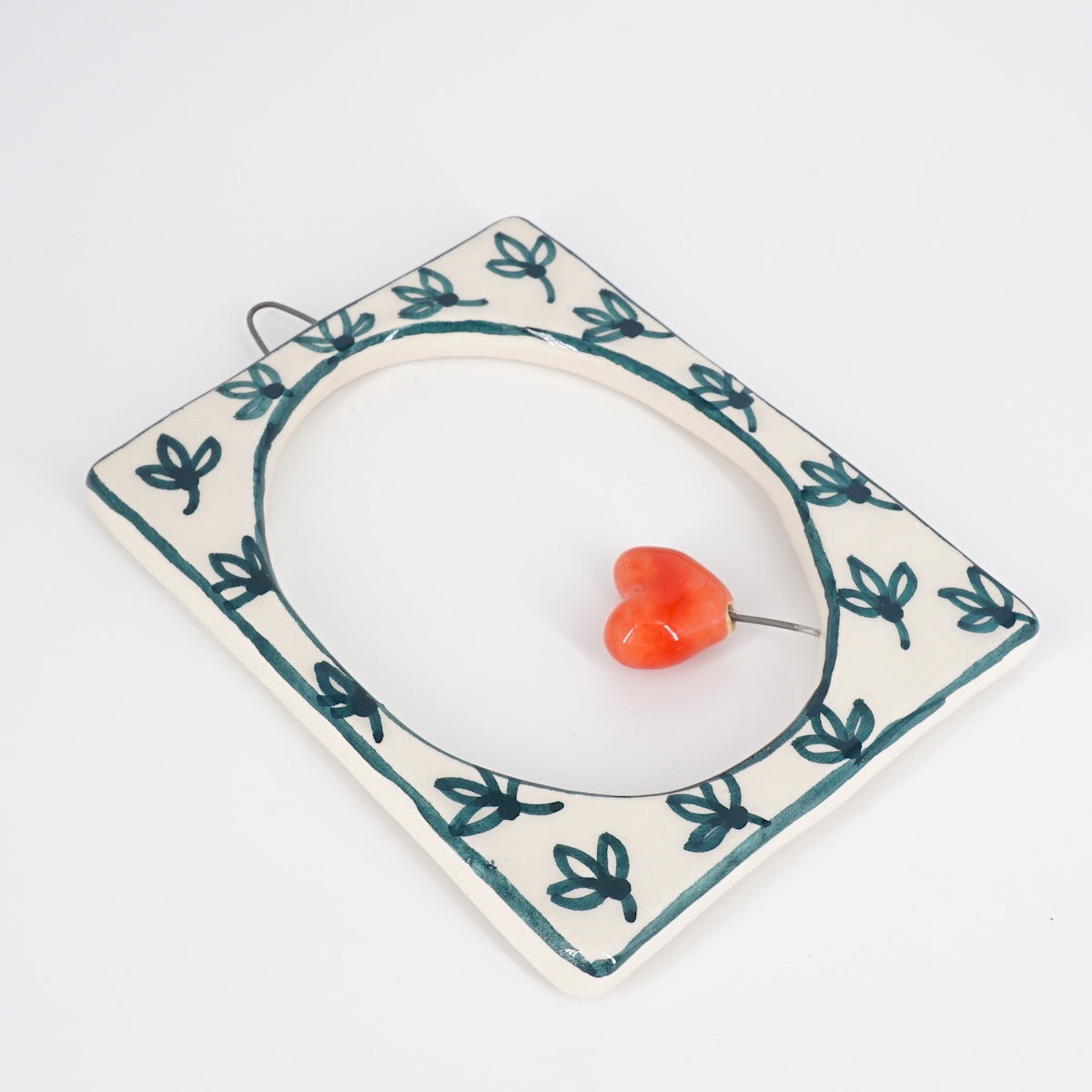 Cornice CUORE rosso fiori verdi CORNICE S RETT. CUORE ROSSO FIORI VERDE ROSSO RAMINA 