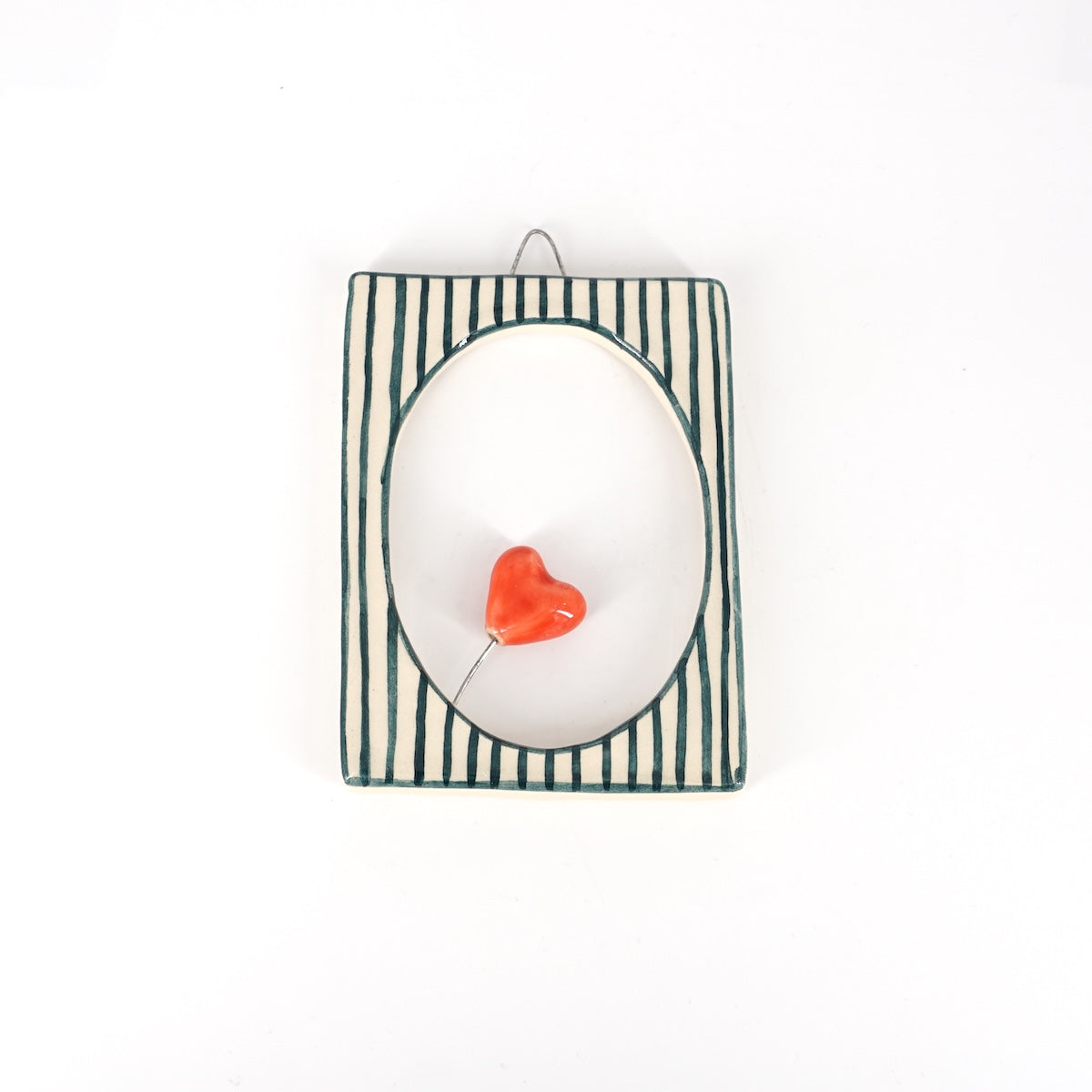 Cornice CUORE rosso righe verde scuro CORNICE S RETT. CUORE ROSSO RIGHE VERDE SCURO ROSSO RAMINA 