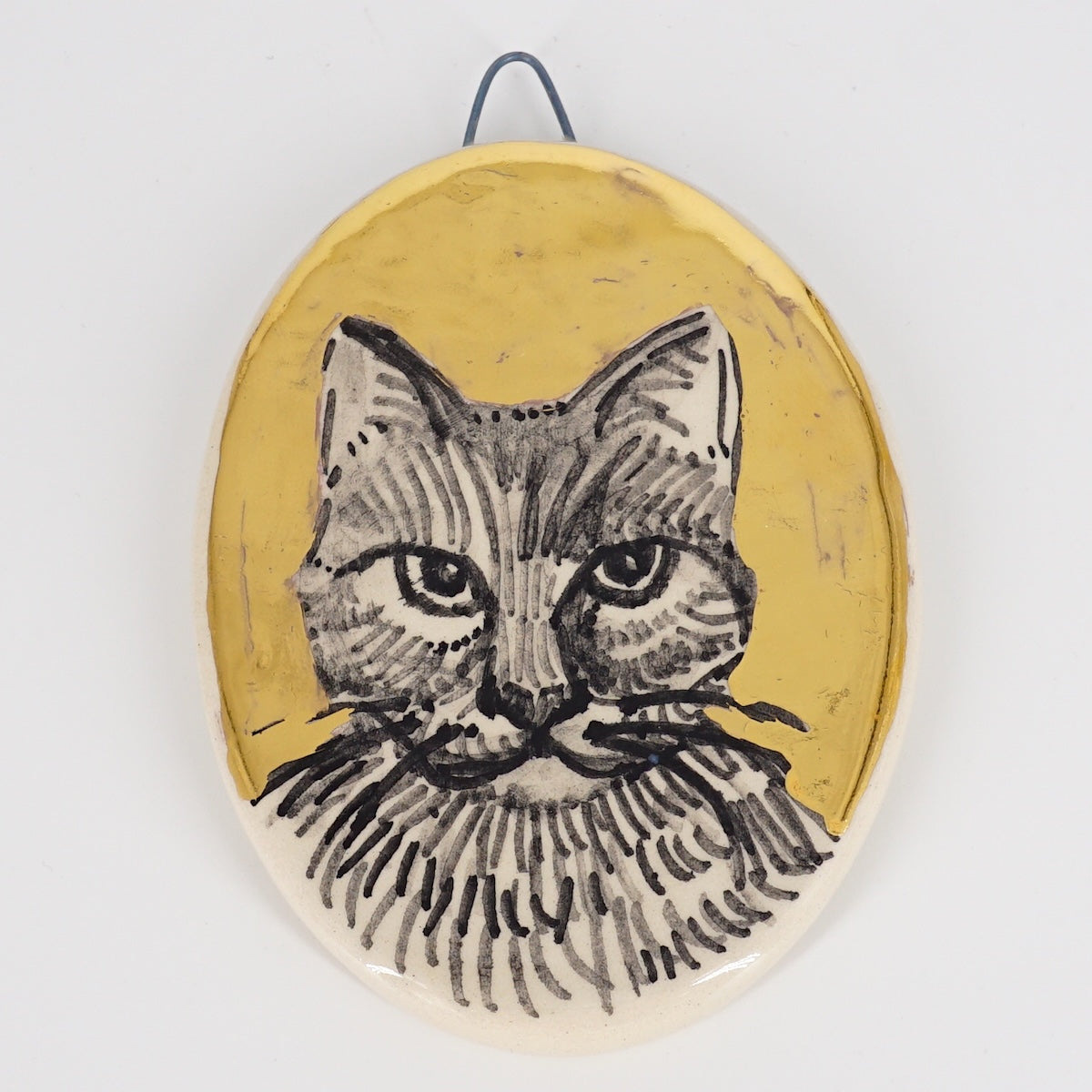 Ovalino GATTO muso fondo oro liscio OVALE GATTO MUSO ORO LISCIO ROSSO RAMINA 