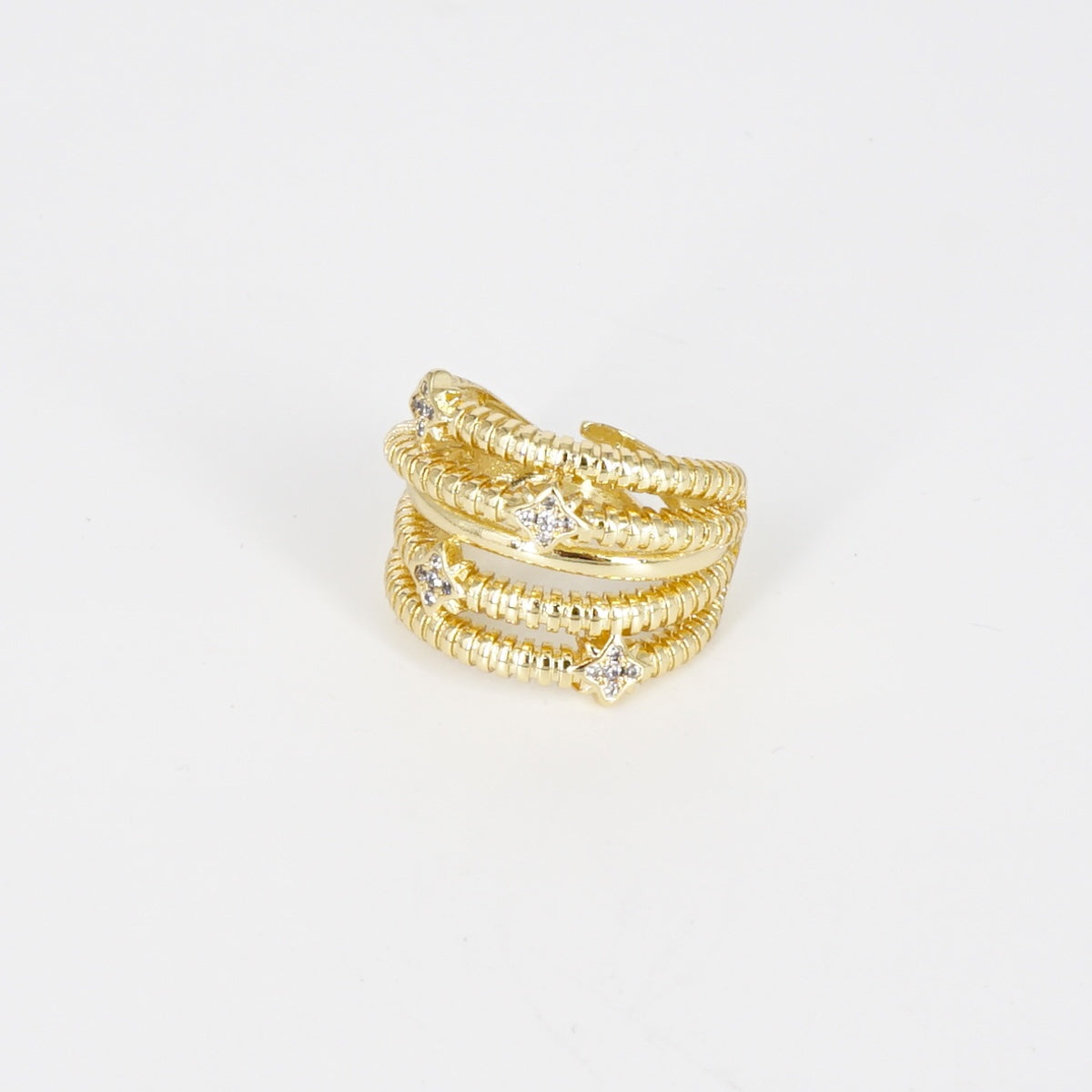 ANELLO ZIRCONI MULTIFILO TUBO GAS BIG ANELLO ZIRCONI MULTIFILO TUBO GAS BIG SOPHIE GIOIELLI 