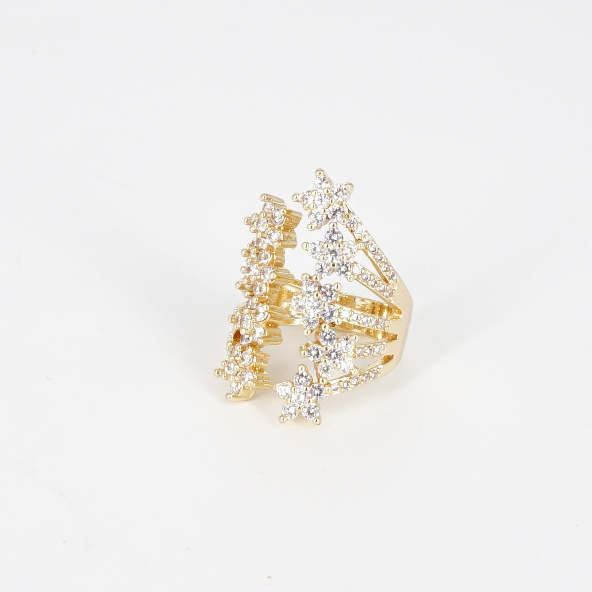 ANELLO ZIRCONI STARFALL ANELLO ZIRCONI STELLE MULTI APERTO  SOPHIE GIOIELLI 