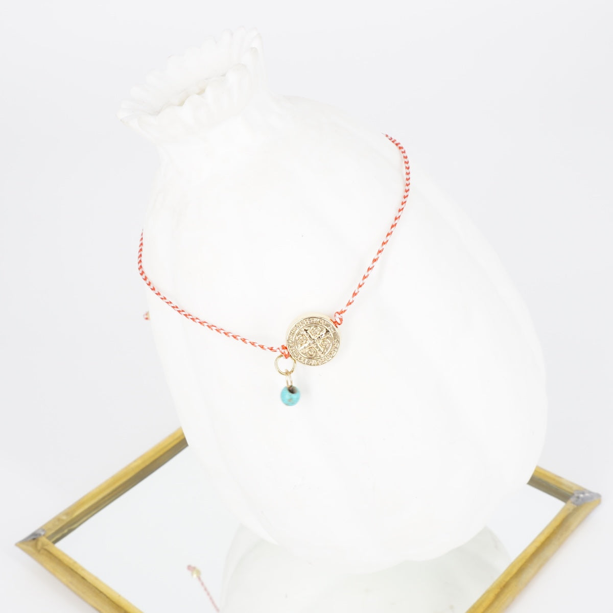 BRACCIALE CORDINO PIETRA AZZURRA E MONETA BRACCIALETTO CORDINO PIETRA AZZURRA MONETA SOPHIE GIOIELLI 