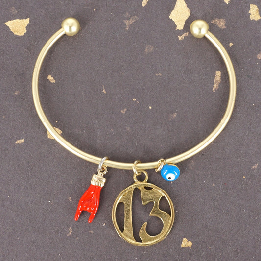BRACCIALE RIGIDO TRE CHARM 13 BRACCIALE RIGIDO TRE CHARM 13 SVEVA 