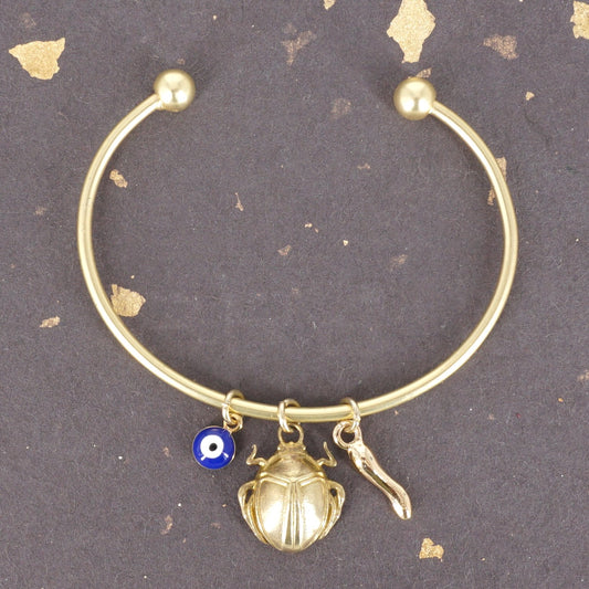BRACCIALE RIGIDO TRE CHARM SCARABEO BRACCIALE RIGIDO TRE CHARM SCARABEO SVEVA 