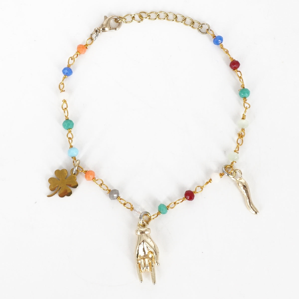 BRACCIALE ROSARIO TRE CHARM MANO TIè BRACCIALE ROSARIO TRE CHARM MANO TIÈ ORO SVEVA 