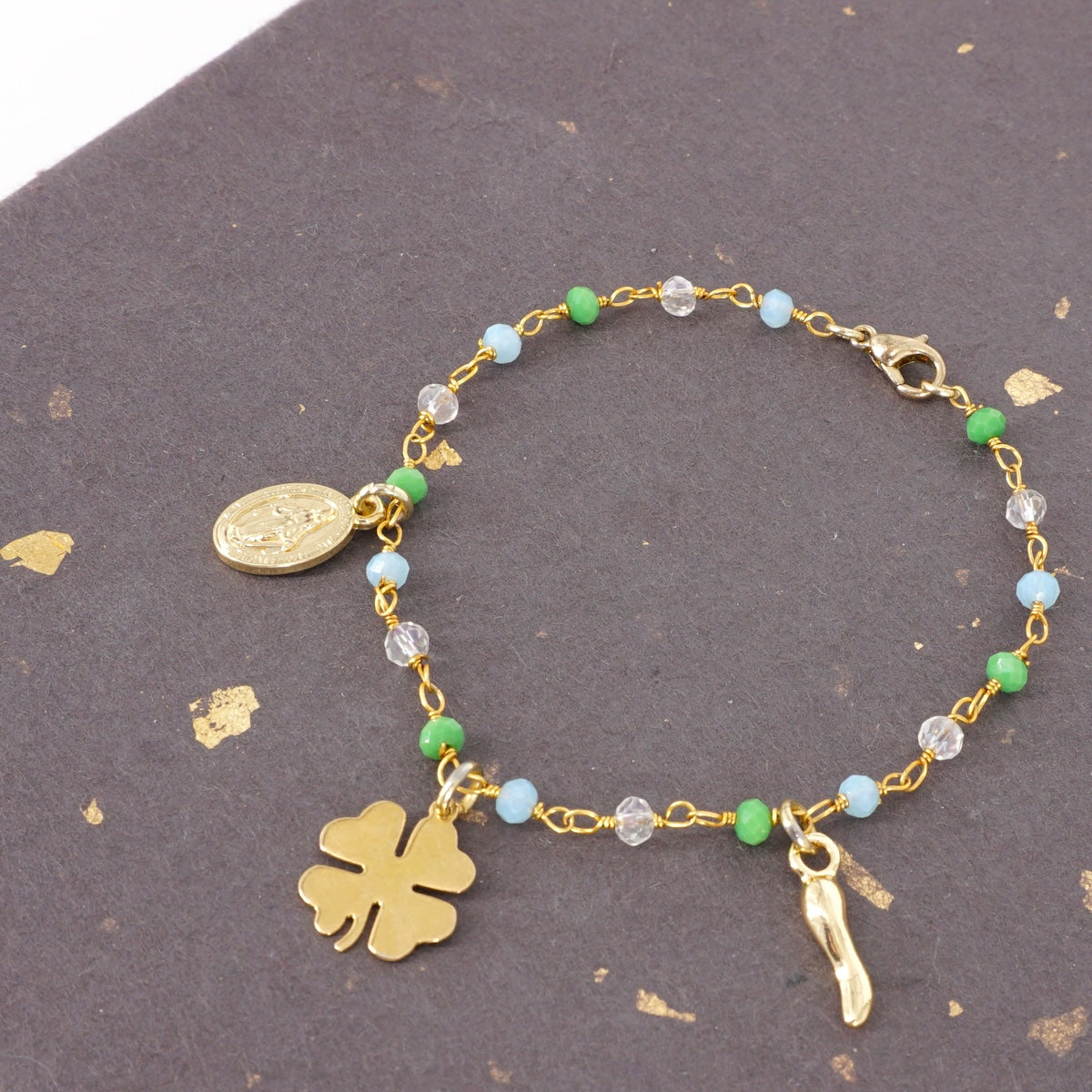 BRACCIALE ROSARIO TRE CHARM QUADRIFOGLIO BRACCIALE ROSARIO TRE CHARM QUADRIFOGLIO SVEVA 